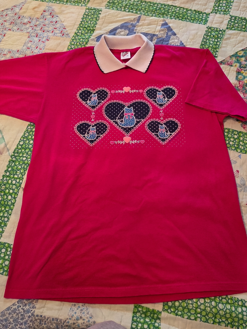 Vintage 80s/90s Jerzees Cottagecore Collared Tee